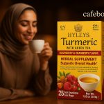 دمنوش زردچوبه و چای سبز هایلیز با طعم تمشک و زغال اخته کیسه‌ای ۲۵ عددی - Hyleys Turmeric Green Tea Raspberry & Cranberry 25 Bags